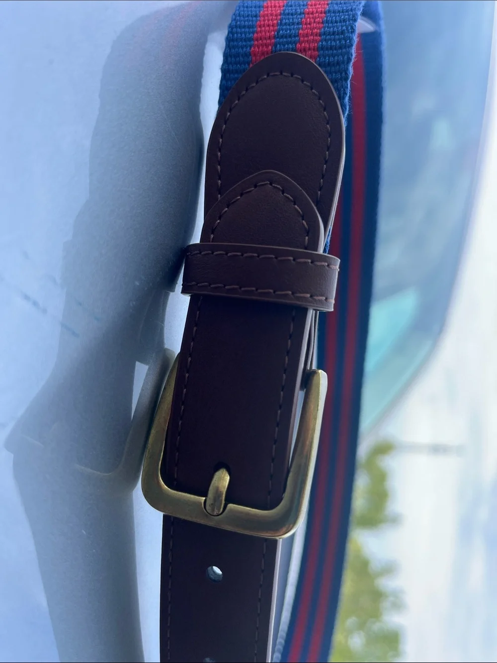 Navy and Red Kids 30mm Stripe Web Belt